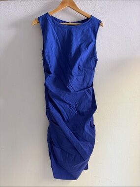 Nicole Miller Cobalt Blue Sleeveless Midi Dress